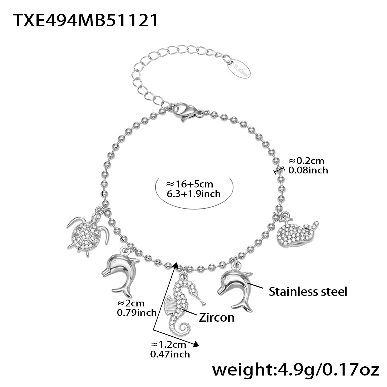 Ocean Charm Bead Chain Anklet