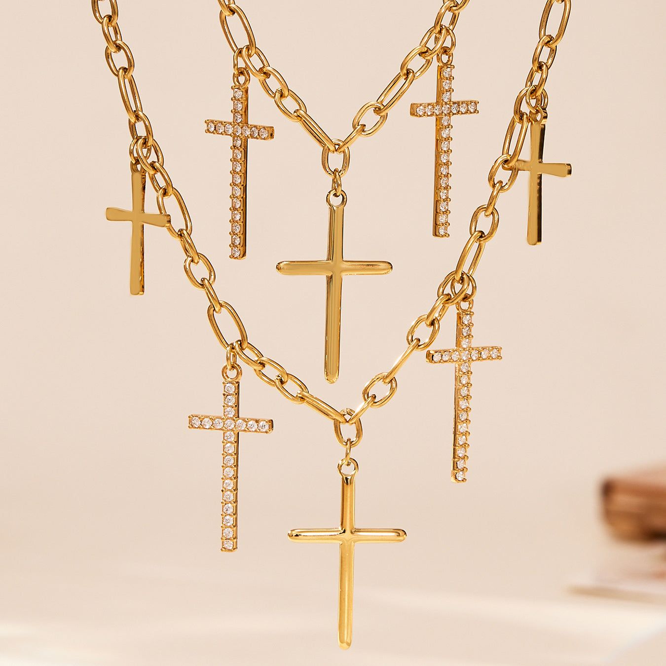 Pavé Cross Layering Necklace