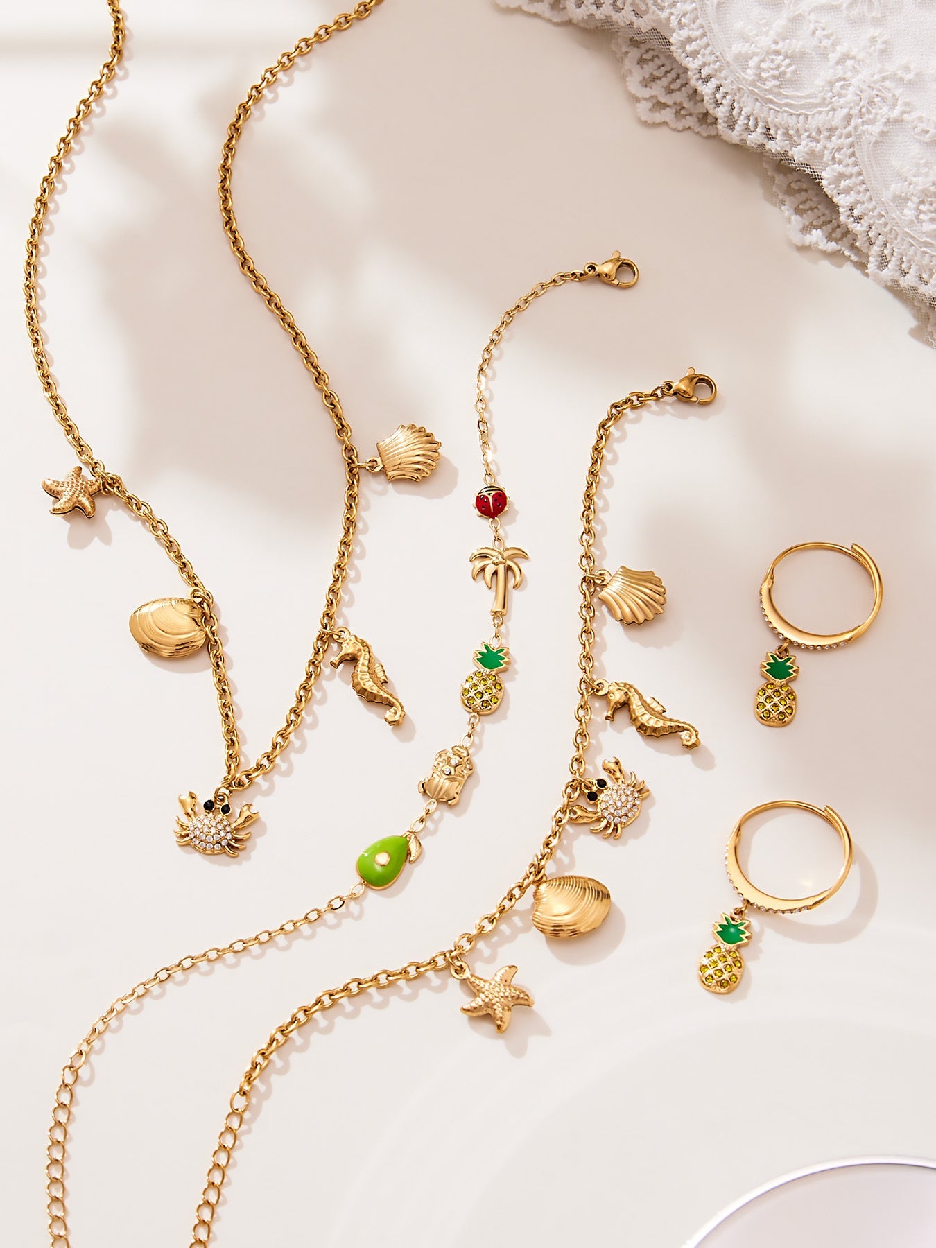 Ocean & Fruit Charm Jewelry Collection