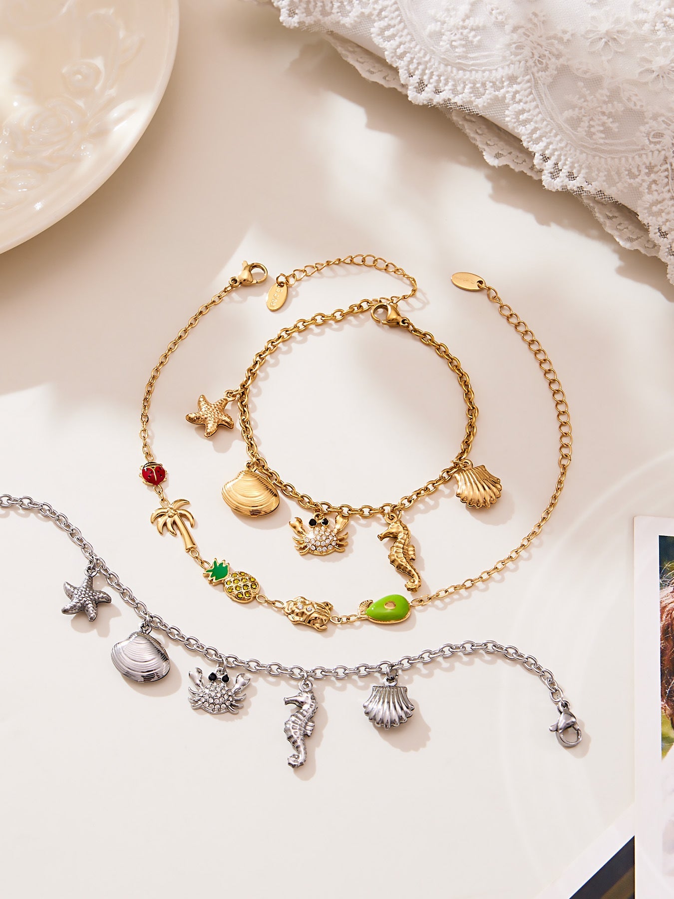 Ocean & Fruit Charm Jewelry Collection