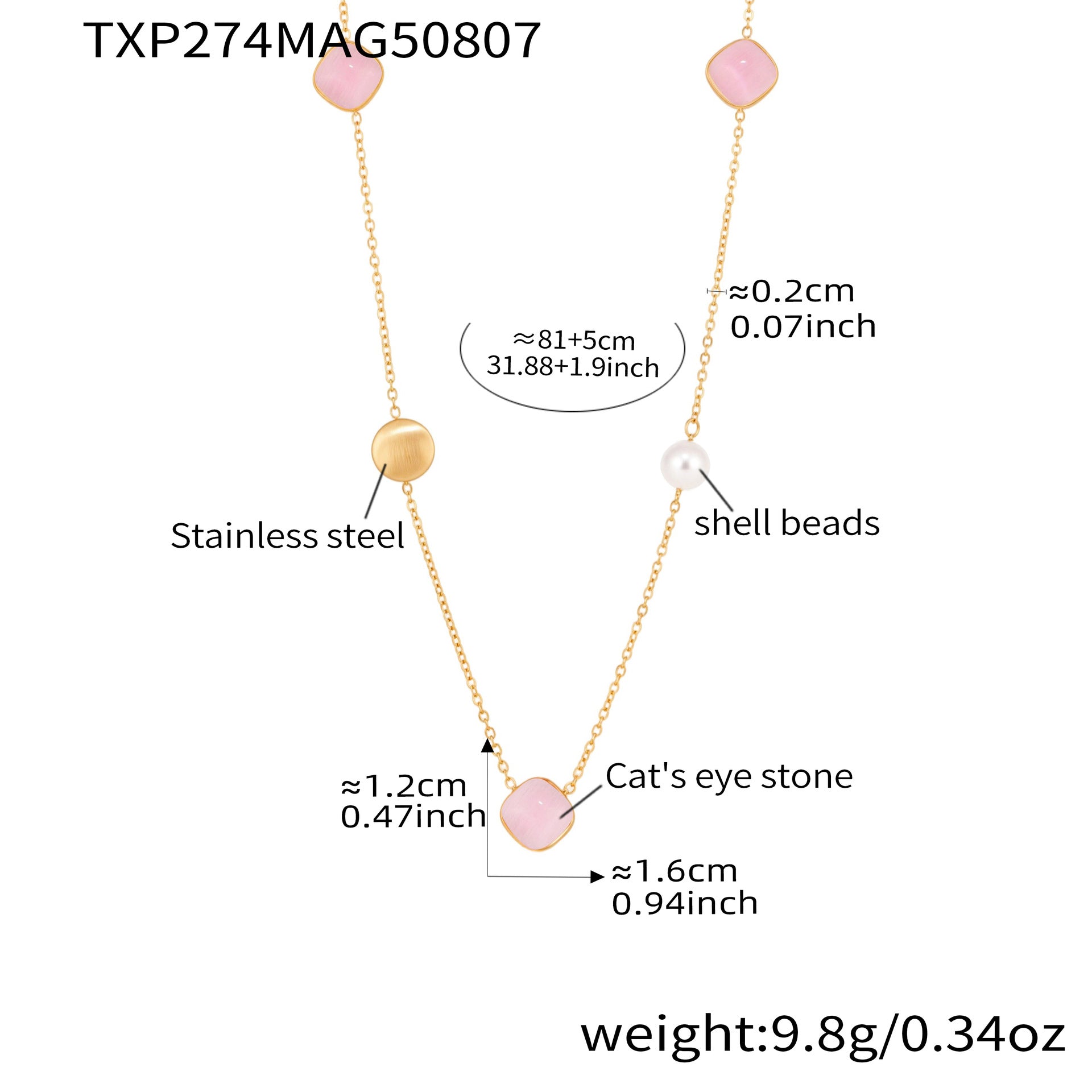 Candy-Color Cat Eye Stone Layering Necklace