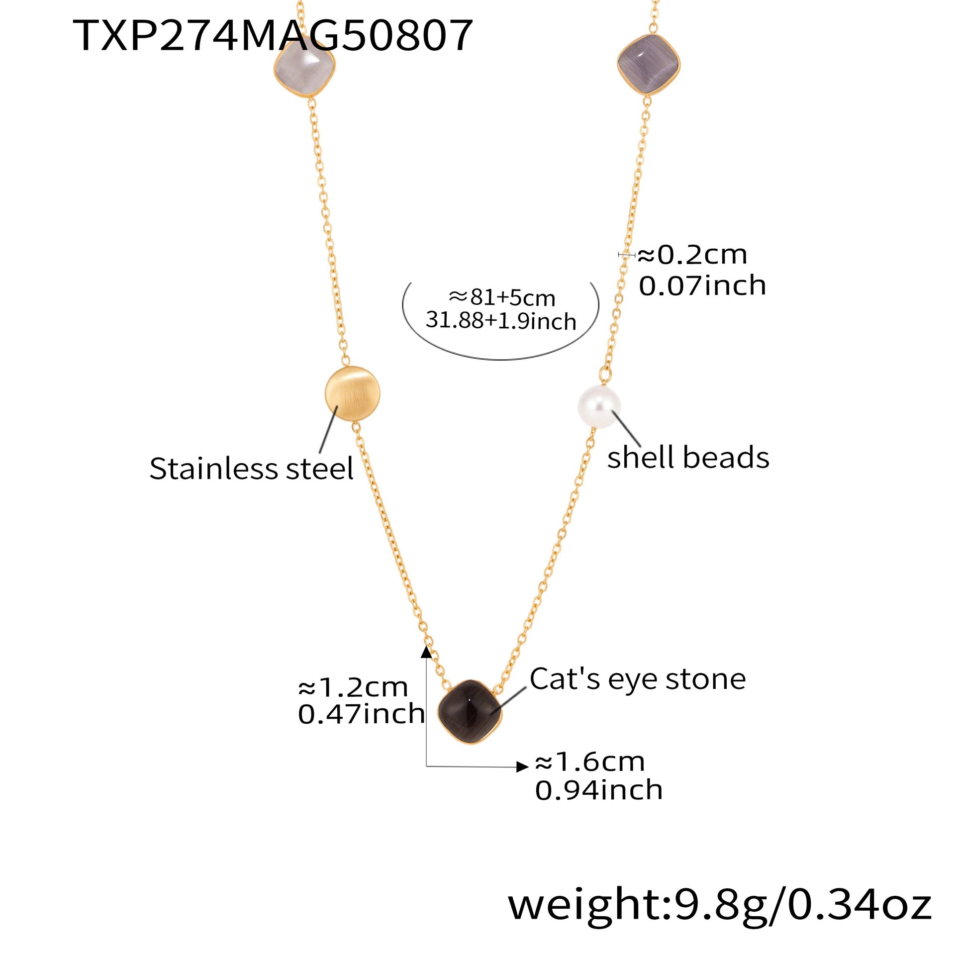 Candy-Color Cat Eye Stone Layering Necklace