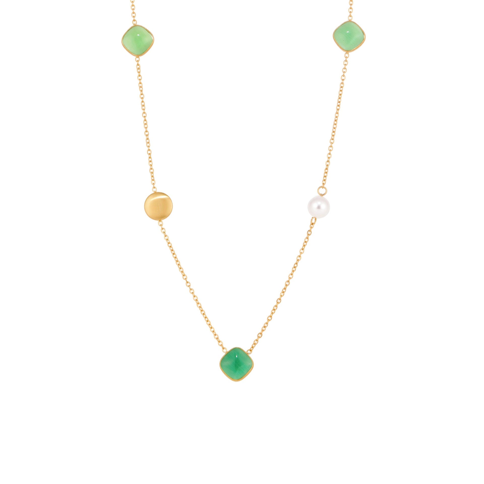 Candy-Color Cat Eye Stone Layering Necklace