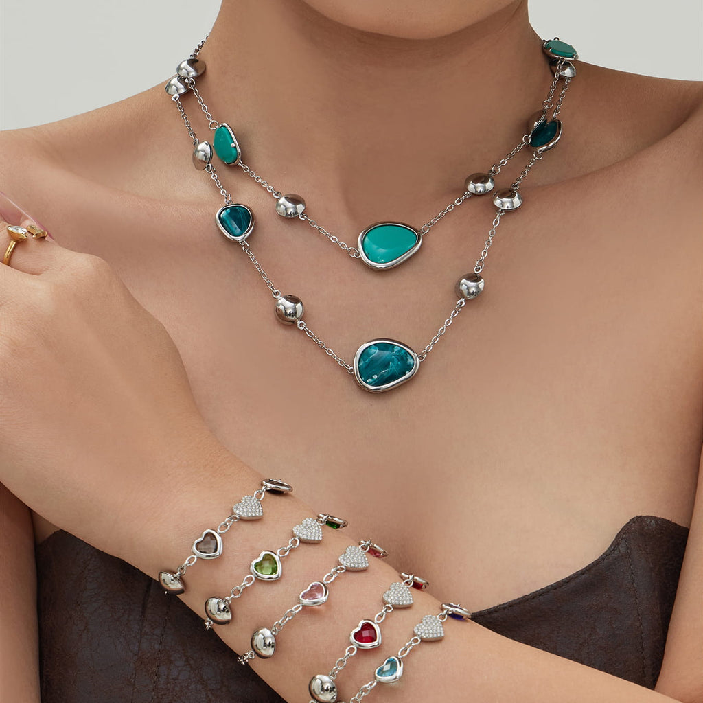Colorful Glass Stone Jewelry Set