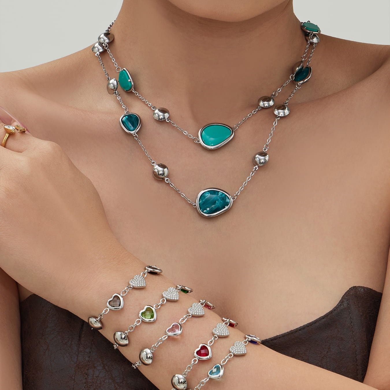 Colorful Glass Stone Jewelry Set