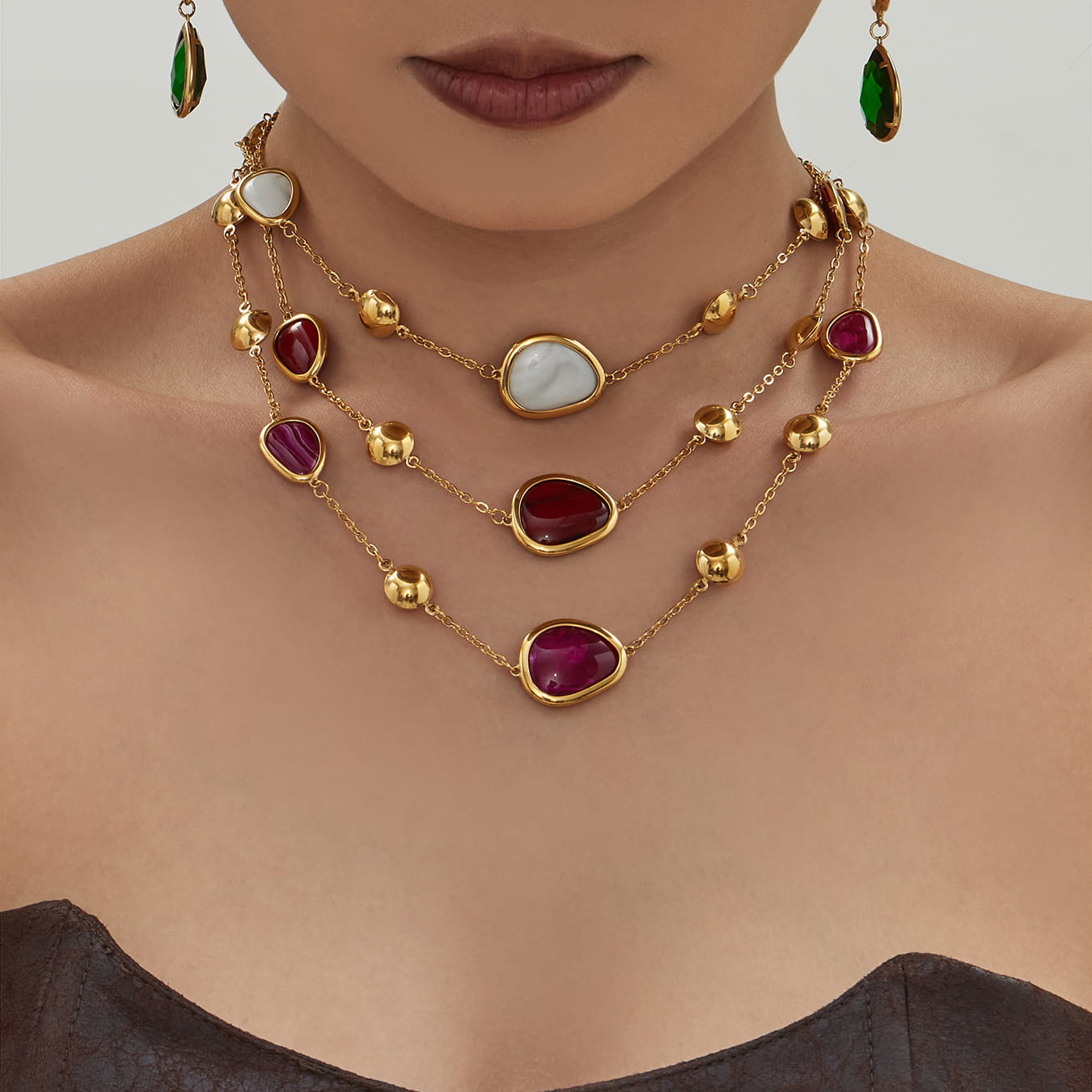Colorful Glass Stone Jewelry Set