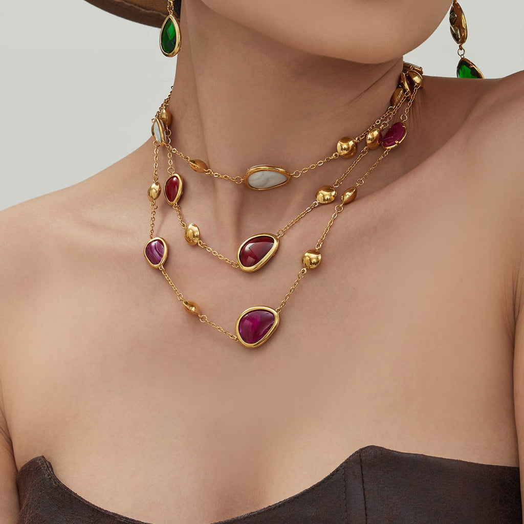 Colorful Glass Stone Jewelry Set