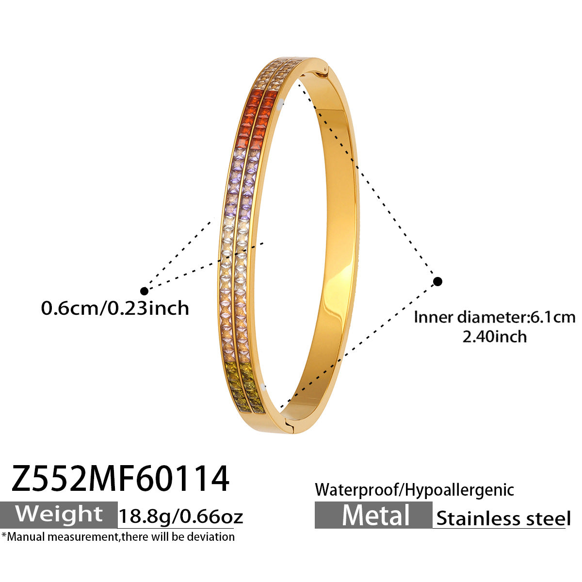 316L Stainless Steel Sparkling 5A Zircon Pavé & Enamel Daisy Bracelet Set