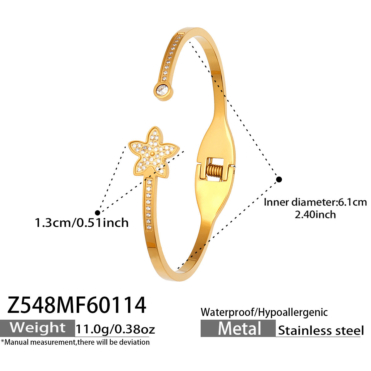 316L Stainless Steel Sparkling 5A Zircon Pavé & Enamel Daisy Bracelet Set