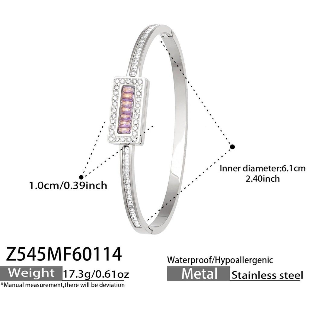 316L Stainless Steel Sparkling 5A Zircon Pavé & Enamel Daisy Bracelet Set