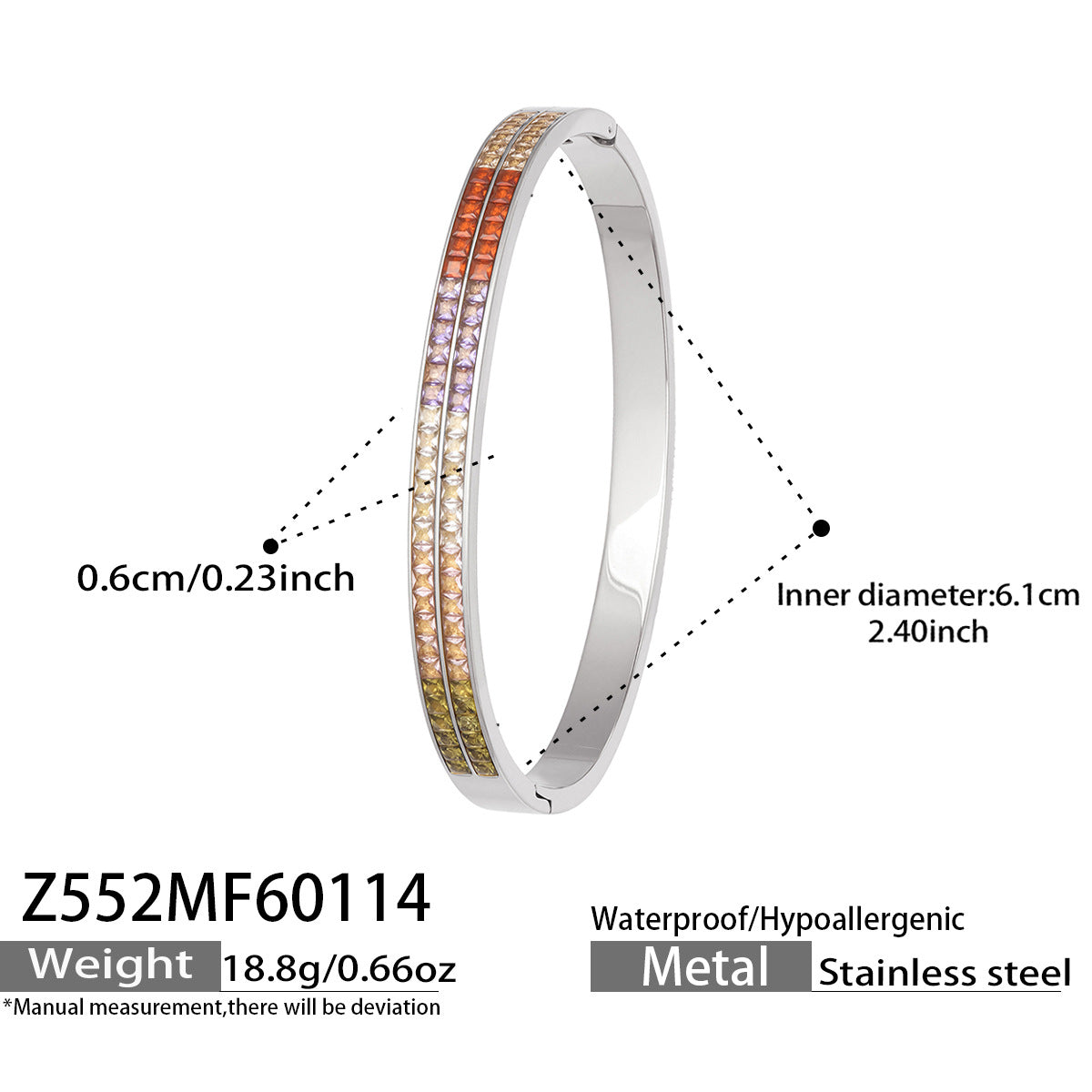 316L Stainless Steel Sparkling 5A Zircon Pavé & Enamel Daisy Bracelet Set