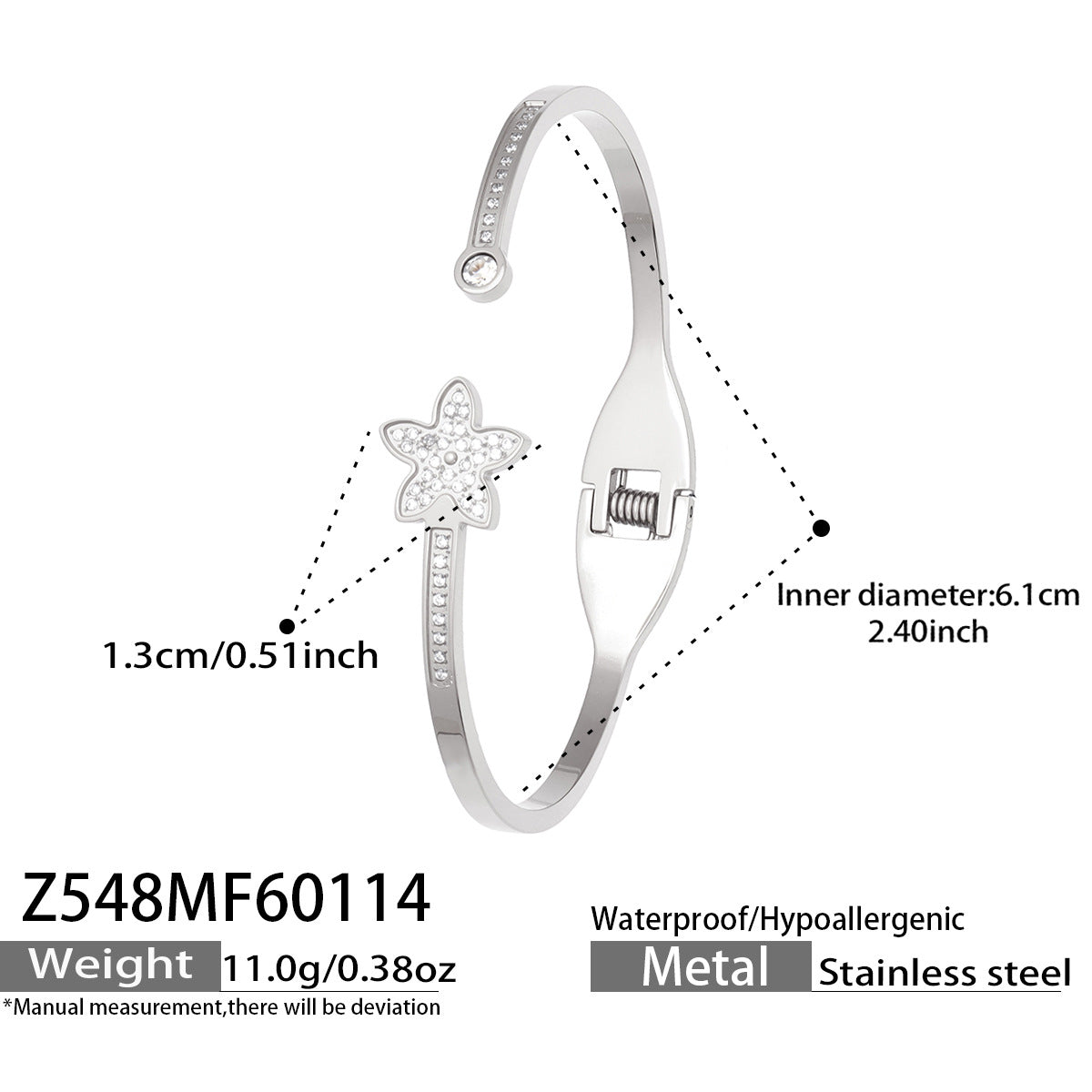 316L Stainless Steel Sparkling 5A Zircon Pavé & Enamel Daisy Bracelet Set