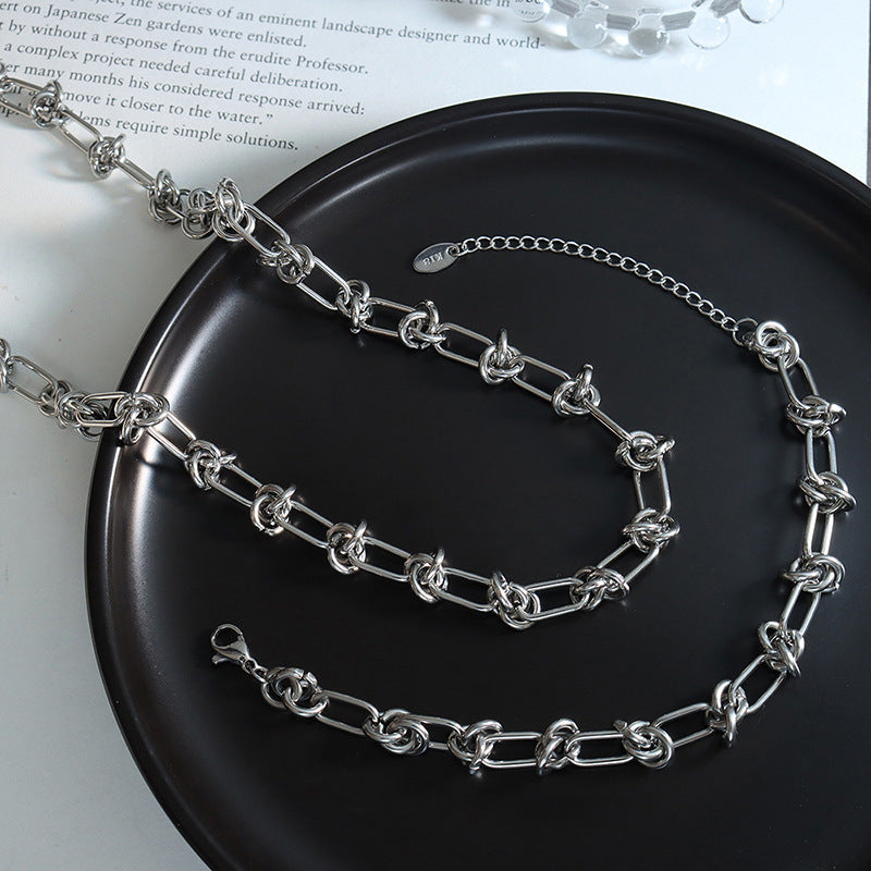Knotted Paperclip Chain Bracelet Set