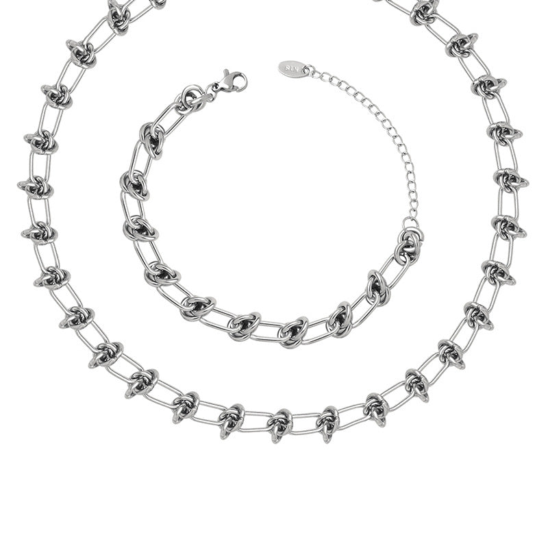 Knotted Paperclip Chain Bracelet Set