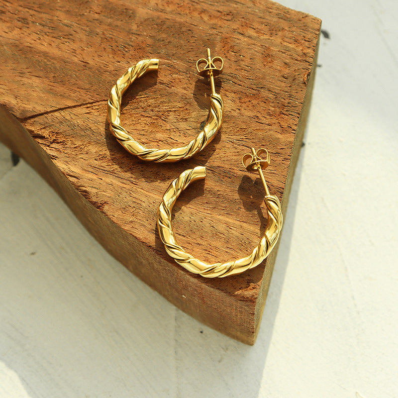 Twisted C-Hoop Earrings