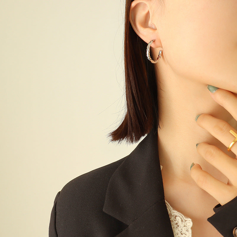 Twisted C-Hoop Earrings