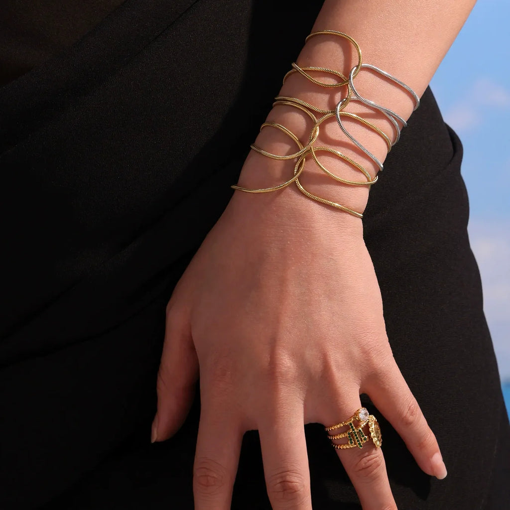 316L Stainless Steel Two-Tone Knot Snake Chain Bracelet