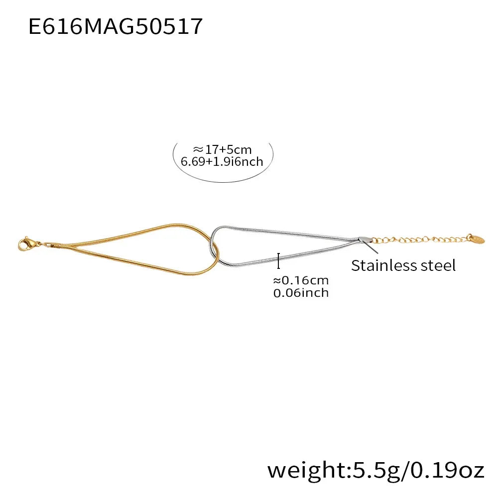 316L Stainless Steel Two-Tone Knot Snake Chain Bracelet