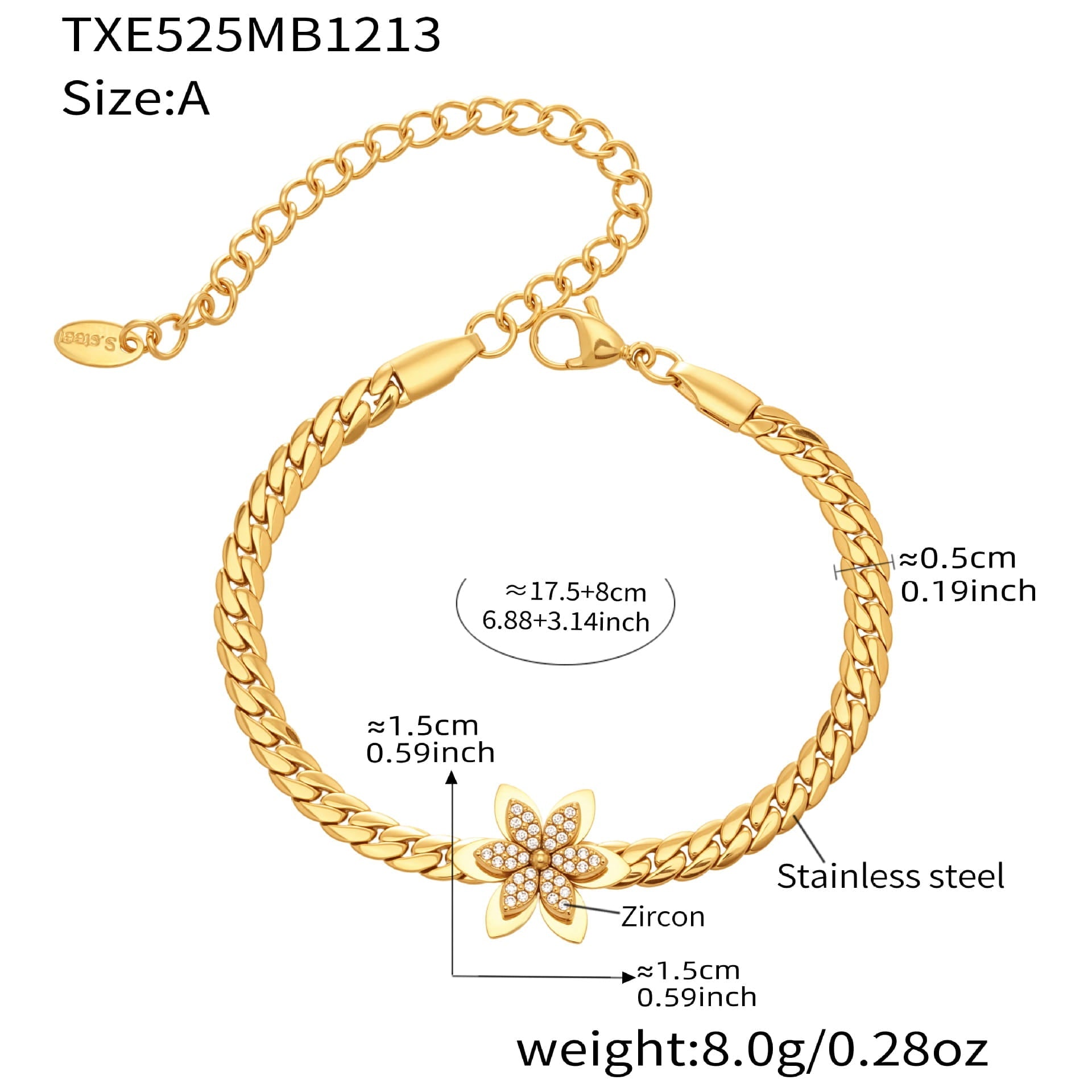 Zircon Flower Necklace & Bracelet Set