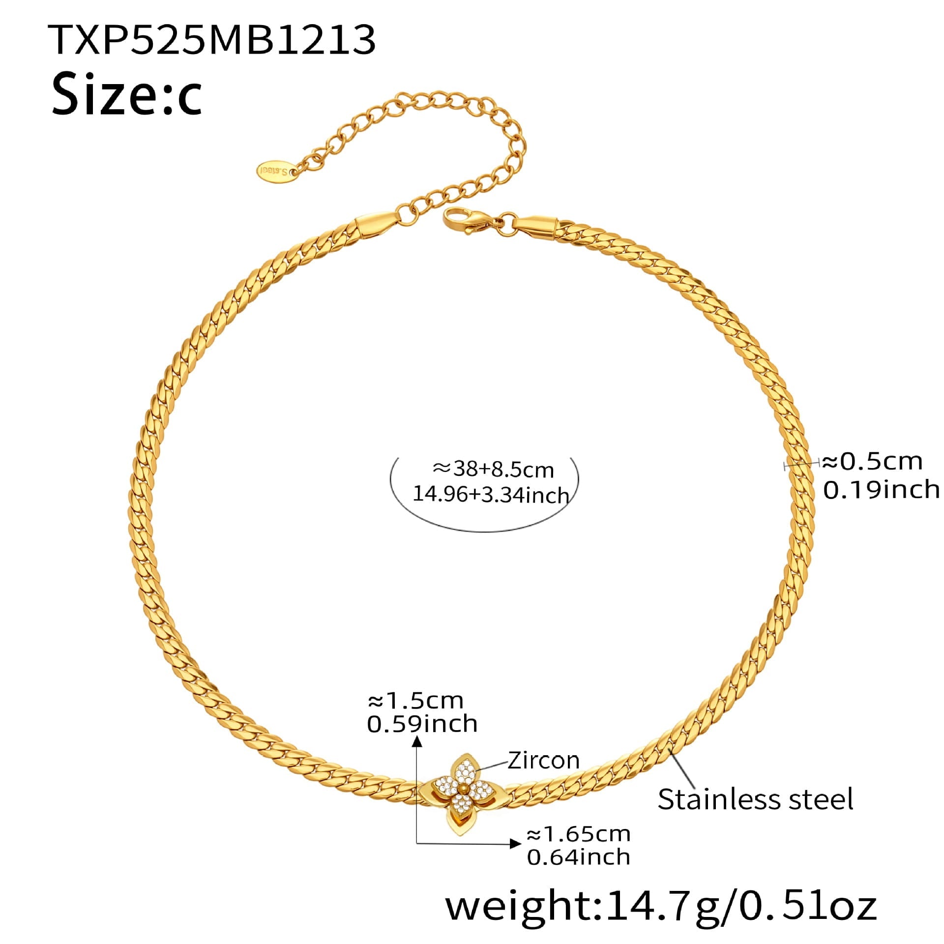Zircon Flower Necklace & Bracelet Set