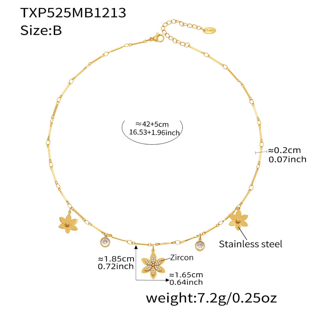 Zircon Flower Necklace & Bracelet Set