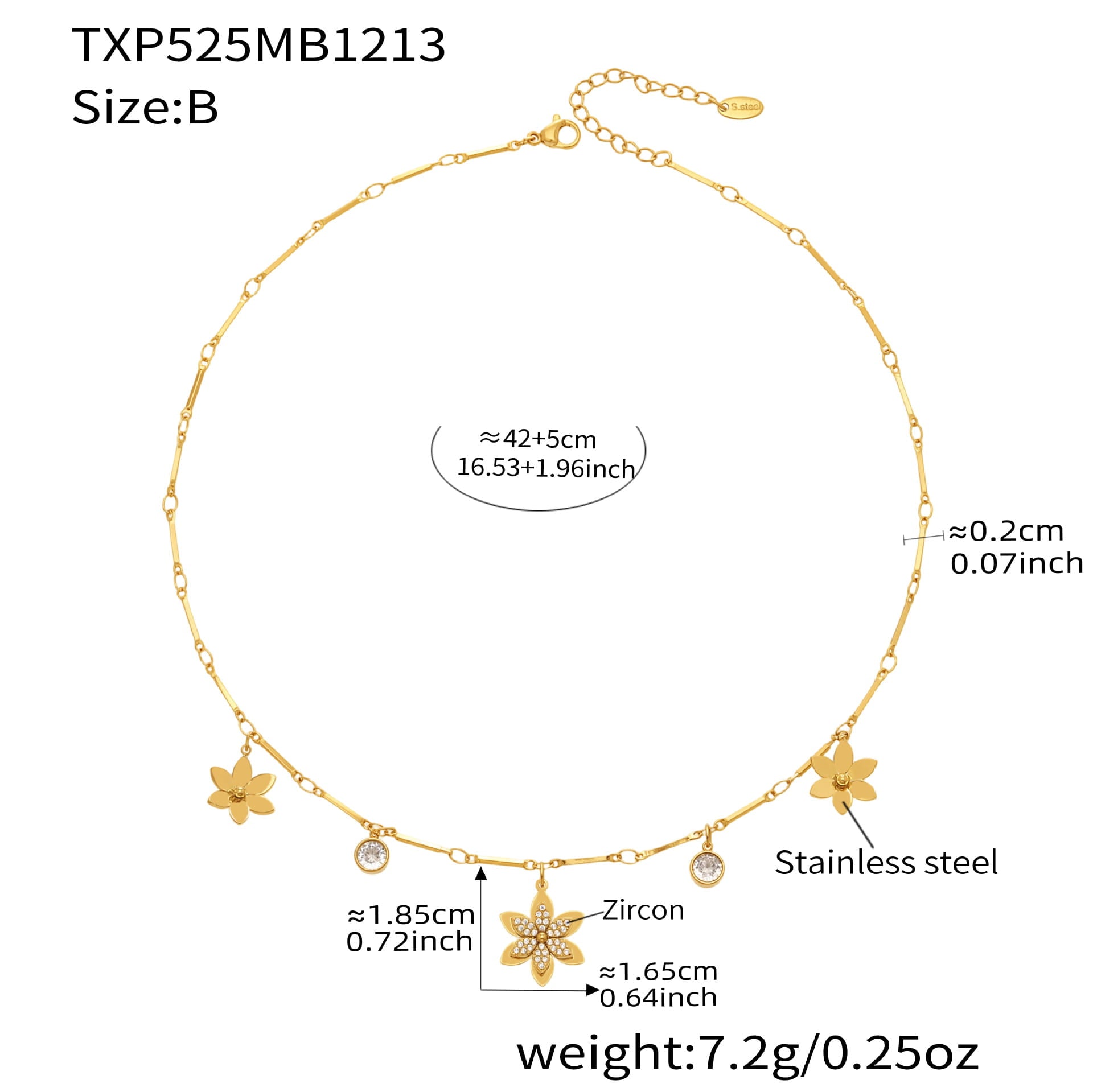 Zircon Flower Necklace & Bracelet Set