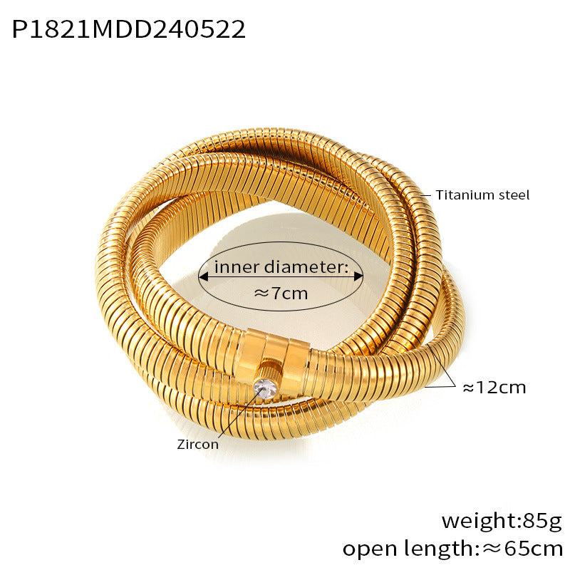 316L Stainless Steel Zirconia Herringbone Necklace