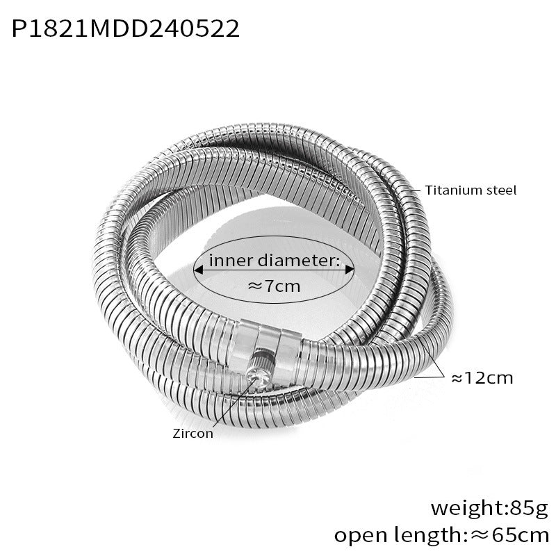 316L Stainless Steel Zirconia Herringbone Necklace