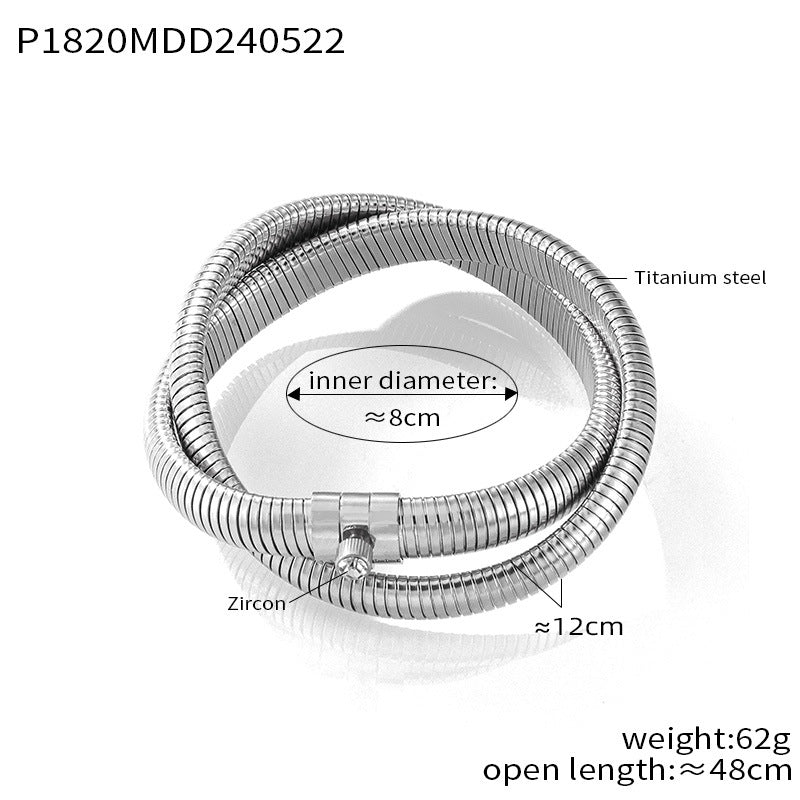 316L Stainless Steel Zirconia Herringbone Necklace