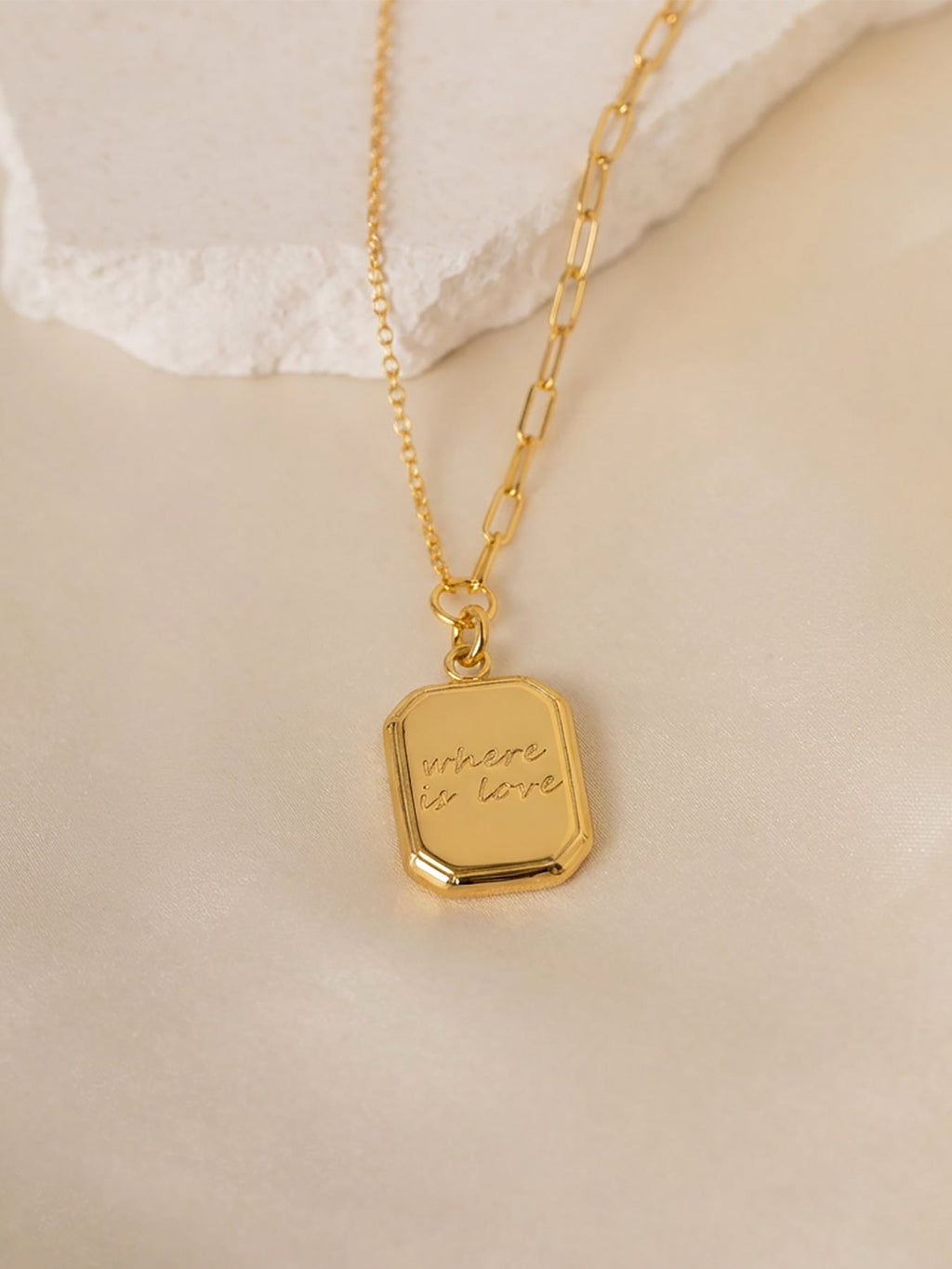 "Where Is Love" Tag Pendant Necklace