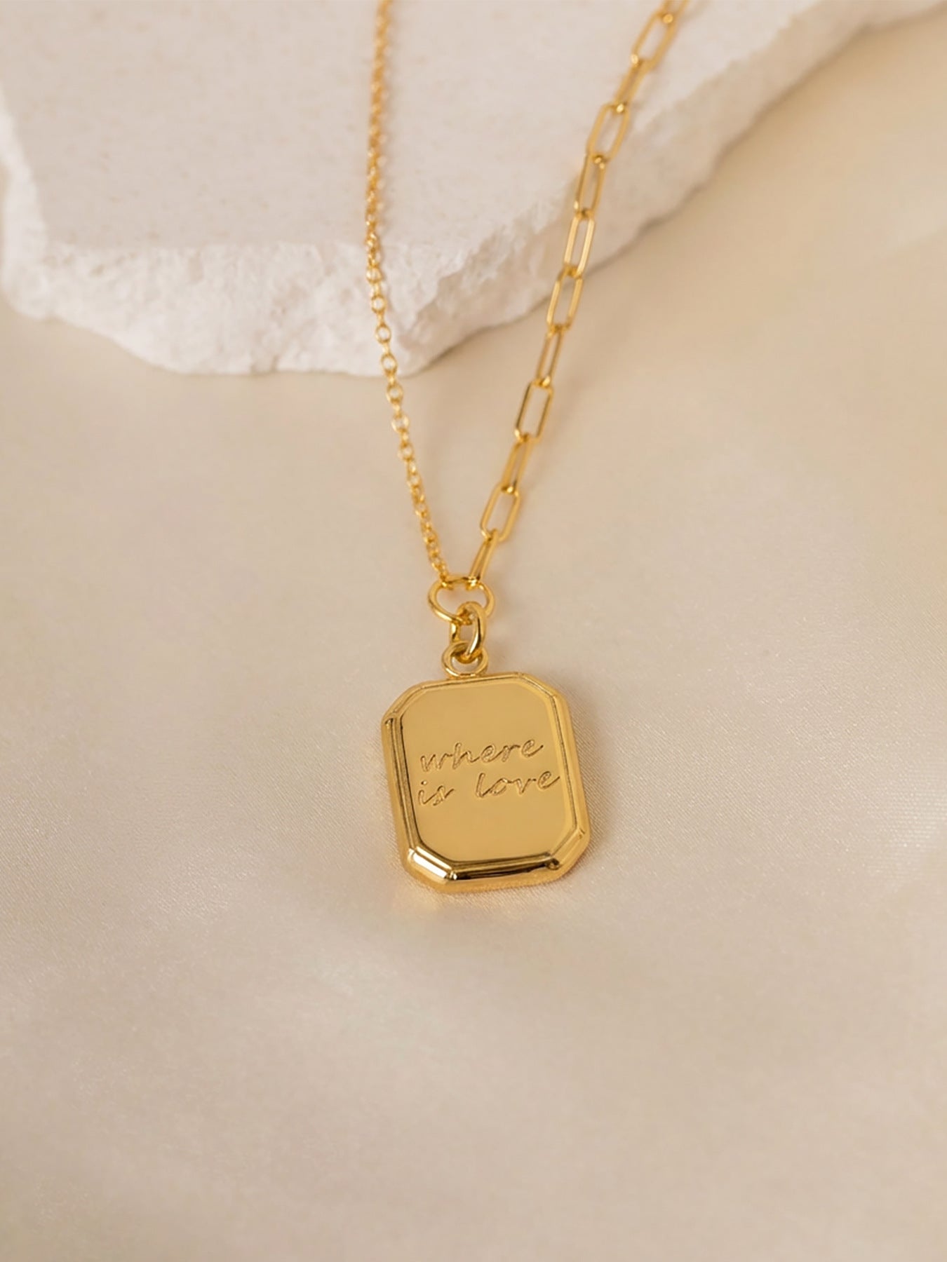 "Where Is Love" Tag Pendant Necklace