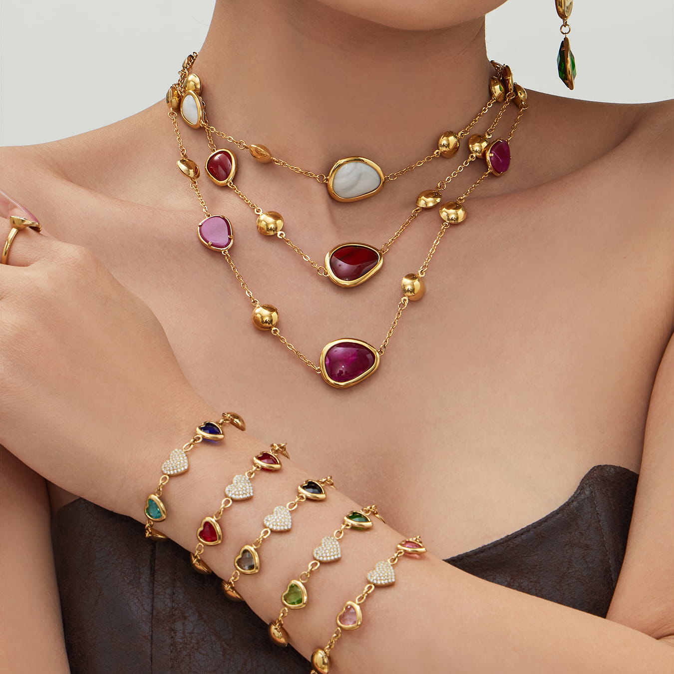Colorful Glass Stone Jewelry Set