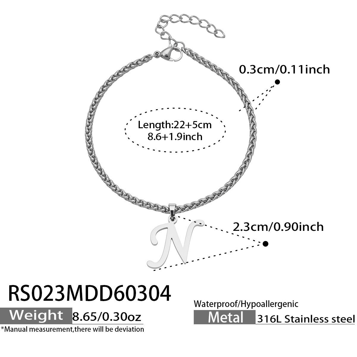 Initial Letter Anklet | 18K Gold Minimalist