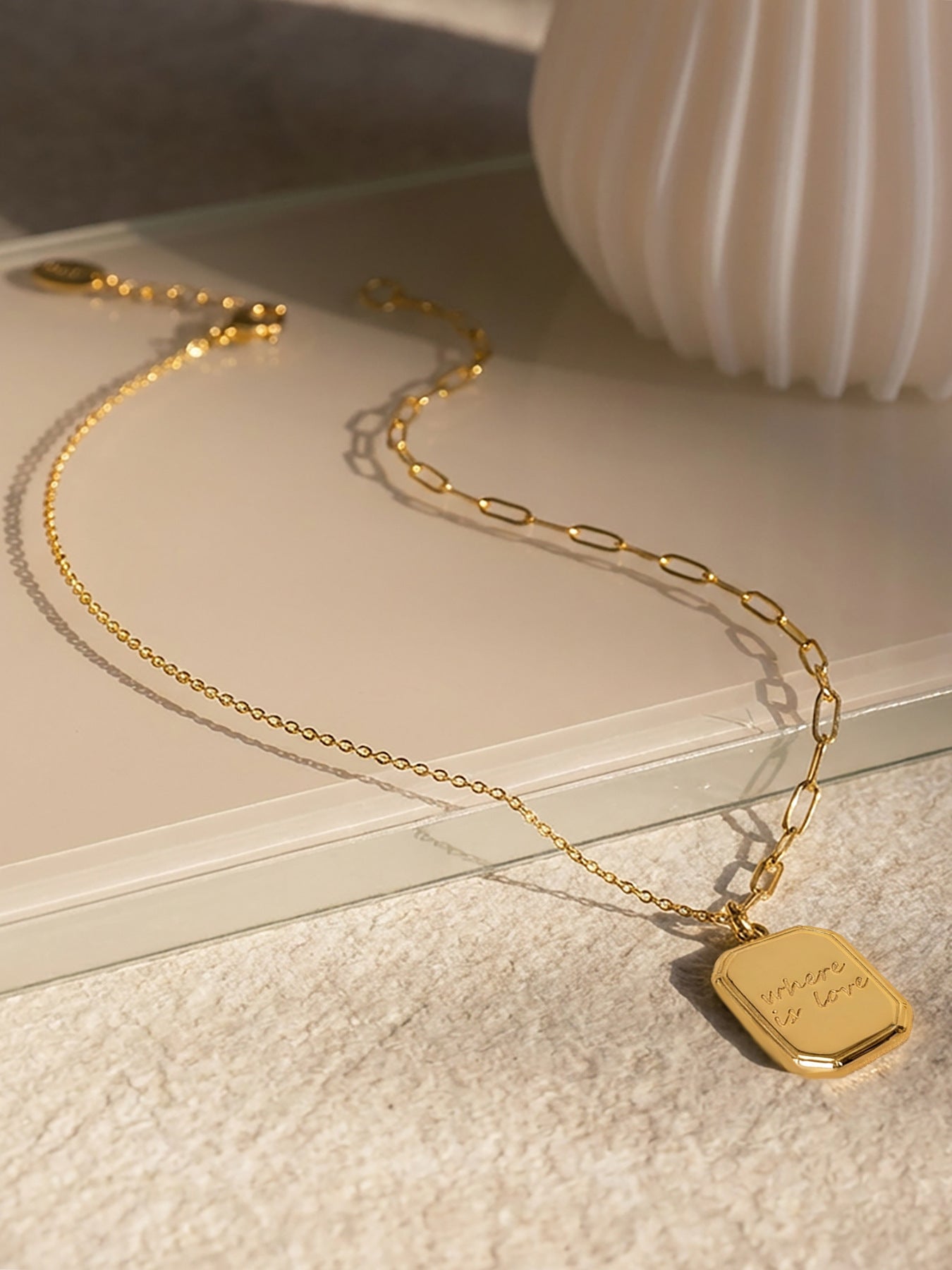 "Where Is Love" Tag Pendant Necklace