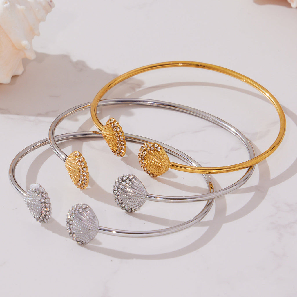 18K Gold Plated Four Leaf Clover Zircon Bracelet Set