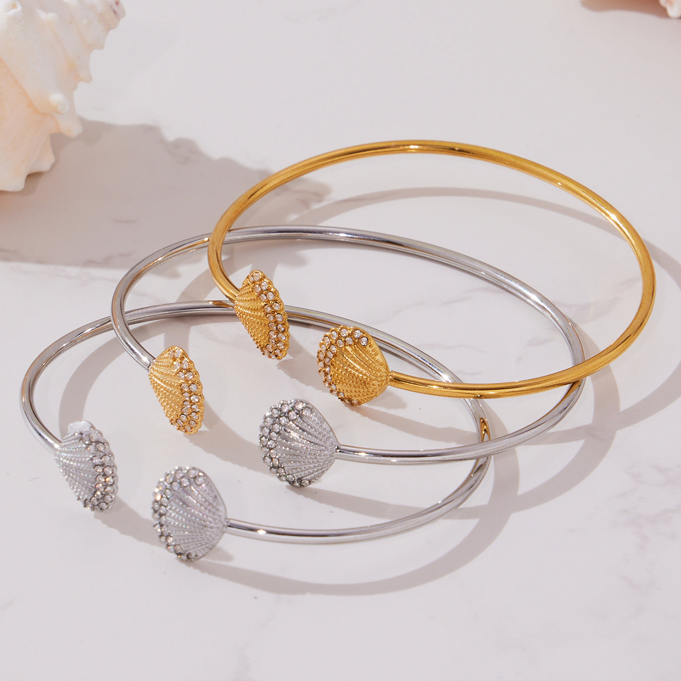 18K Gold Plated Four Leaf Clover Zircon Bracelet Set