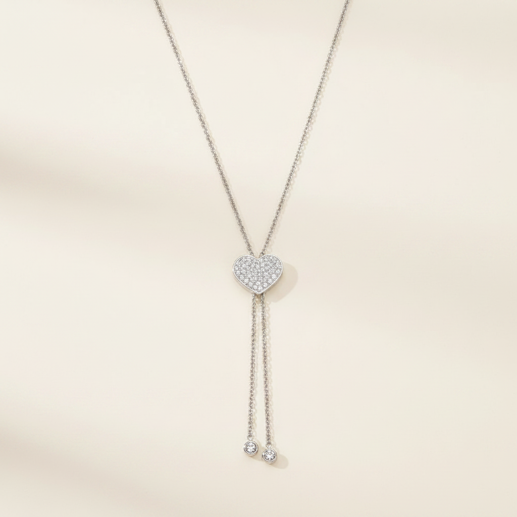 Gold Tassel Heart Necklace luxury studio photo