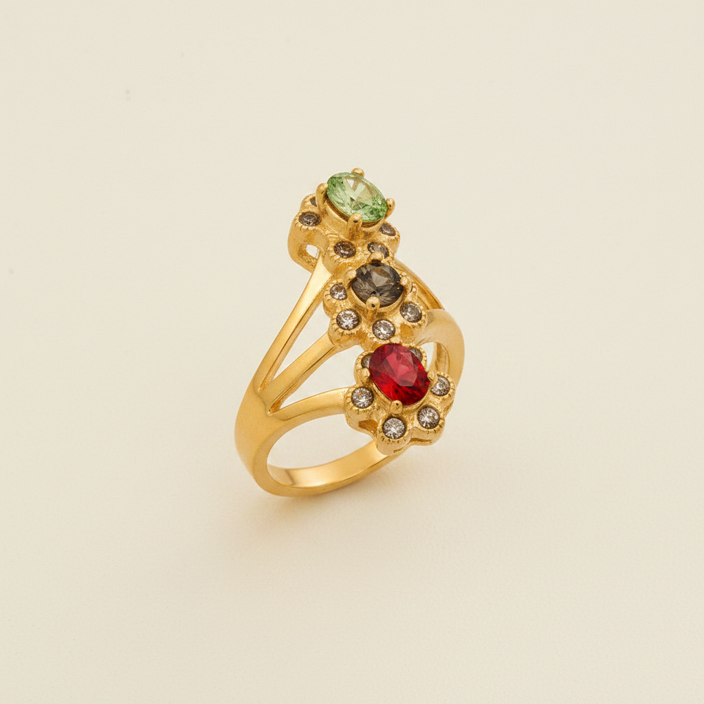Multi-Color Glass Crystal Ring luxury studio photo