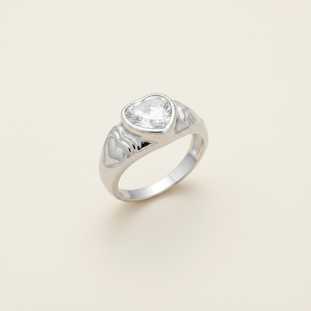 Heart Crystal Ring luxury studio photo
