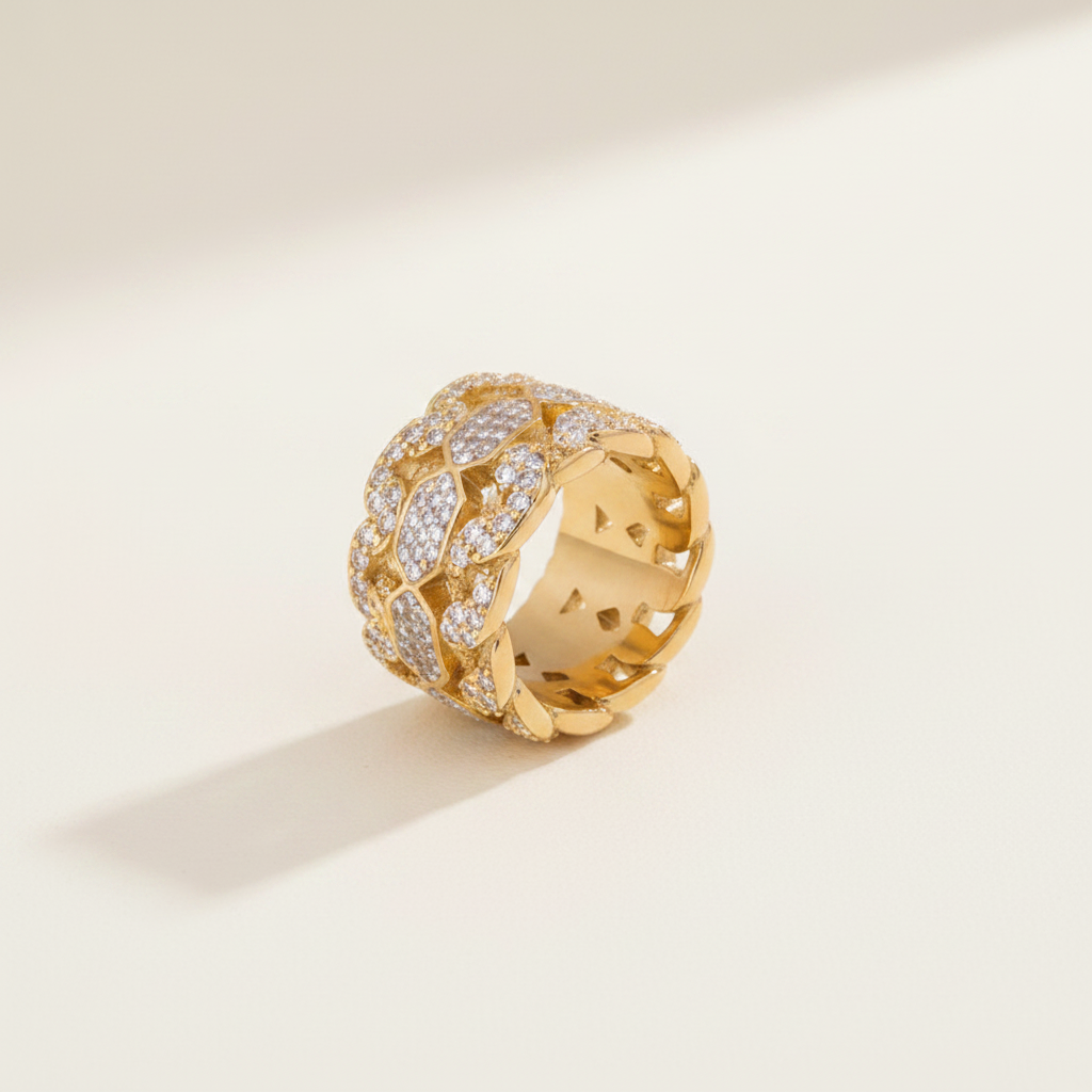 Pavé CZ Gold Ring luxury studio photo
