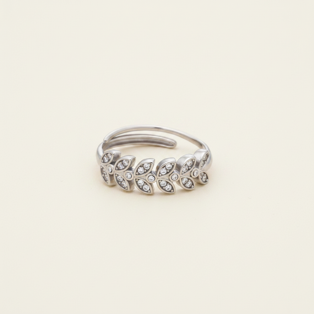 Wheat Motif Zircon Ring luxury studio photo