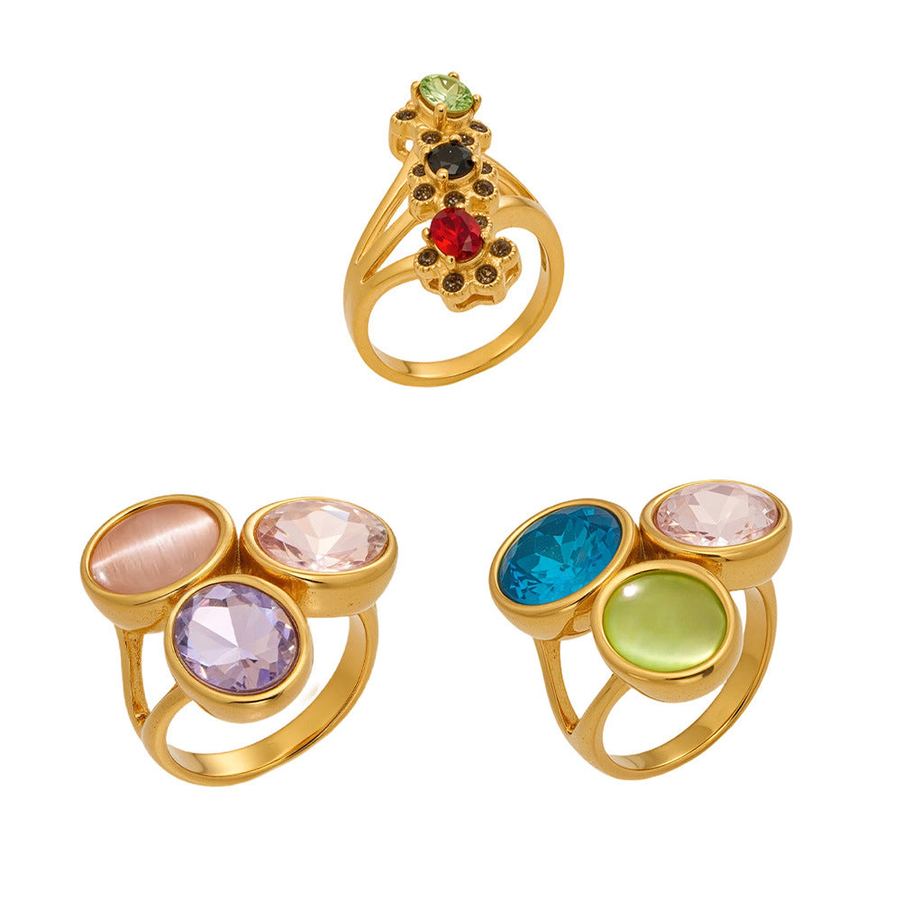 Multi-Color Glass Crystal Ring