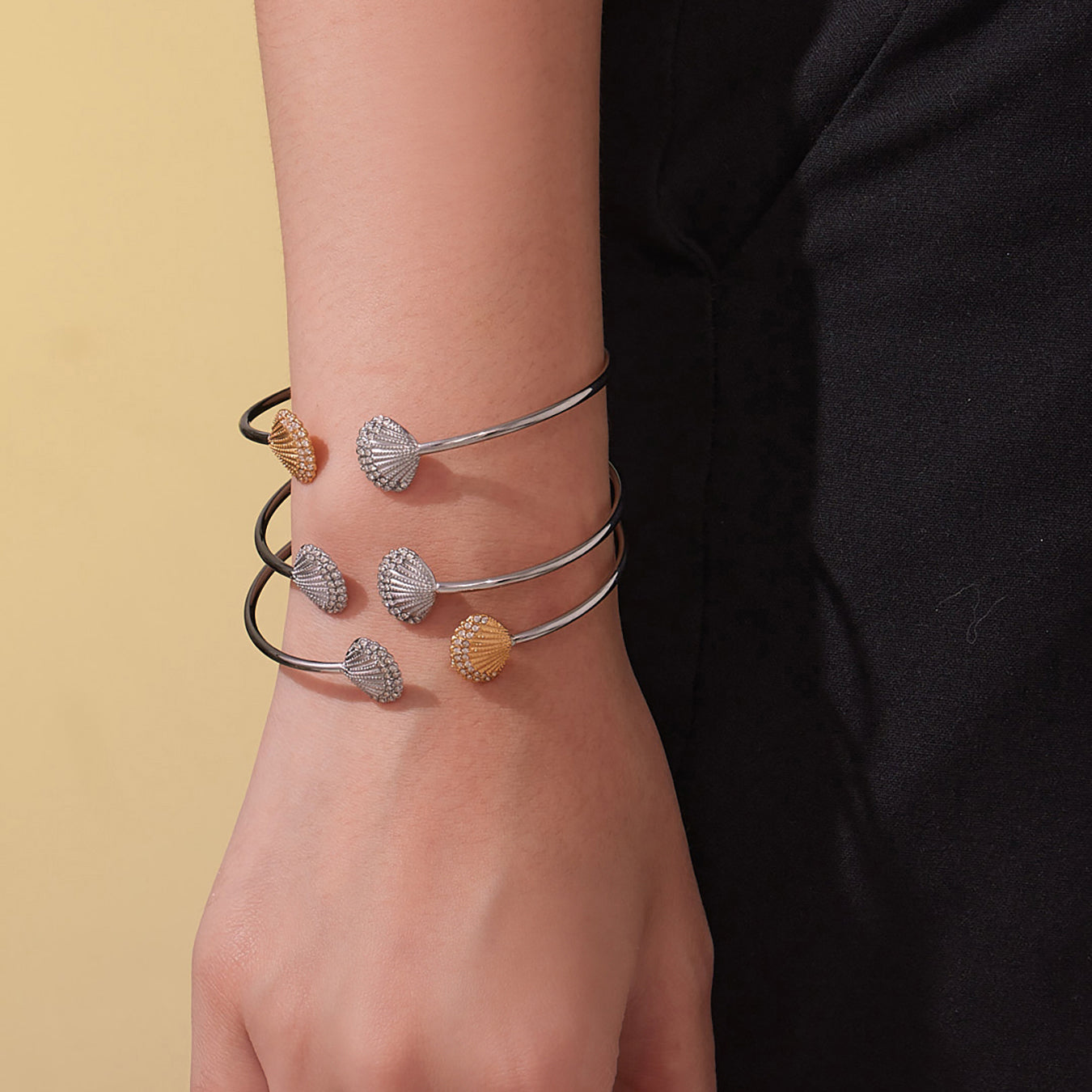 18K Gold Plated Four Leaf Clover Zircon Bracelet Set