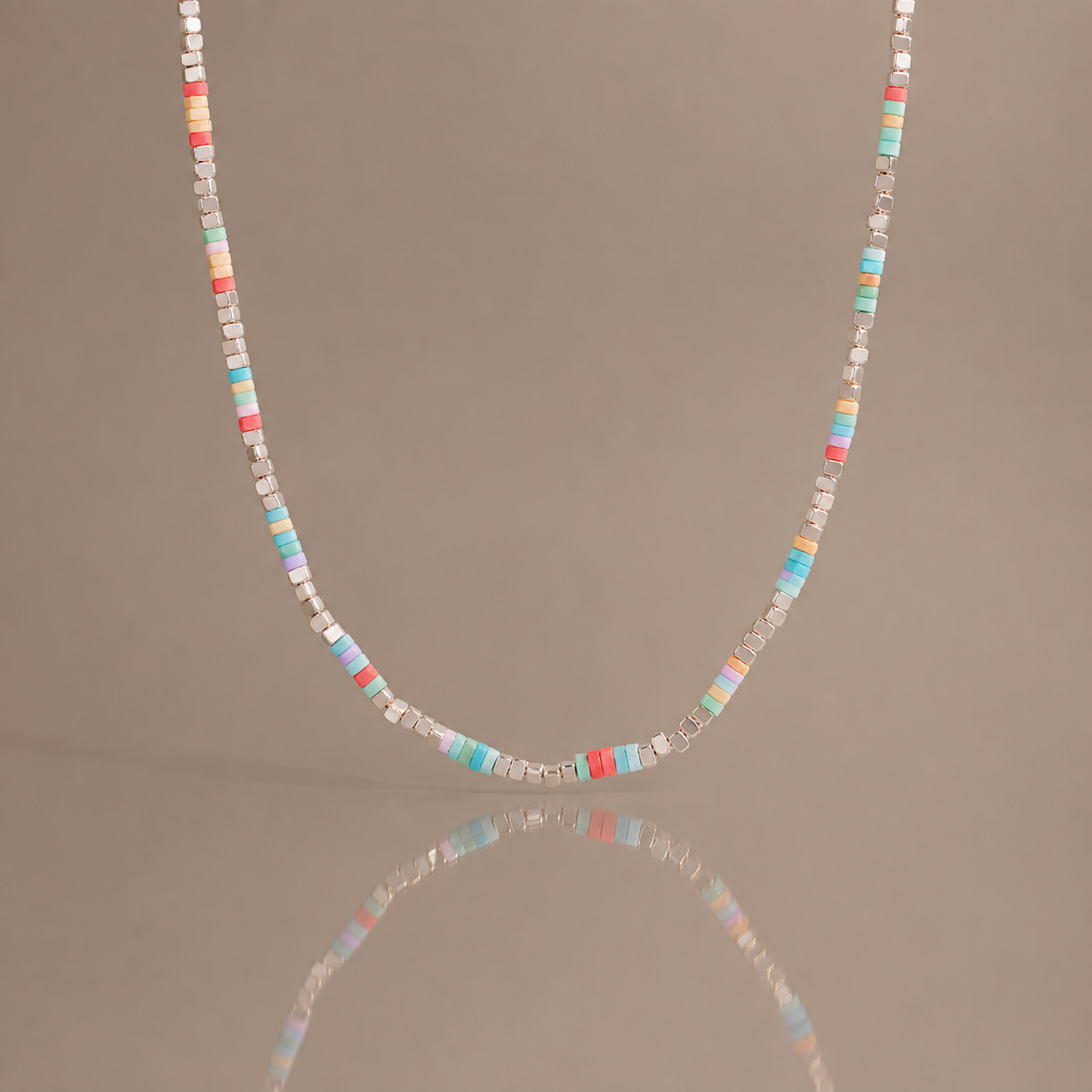 Natural Stone Heishi Bead Necklace