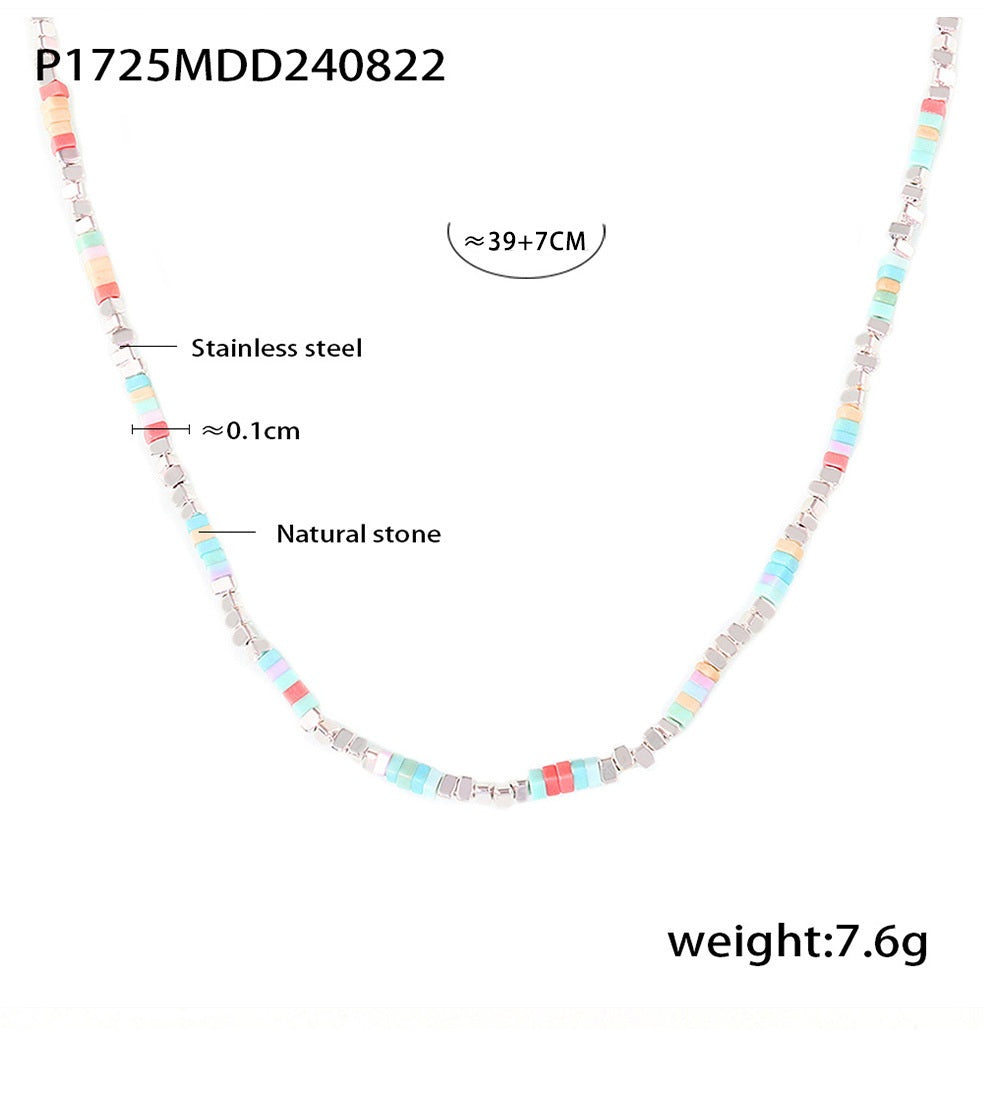 Natural Stone Heishi Bead Necklace