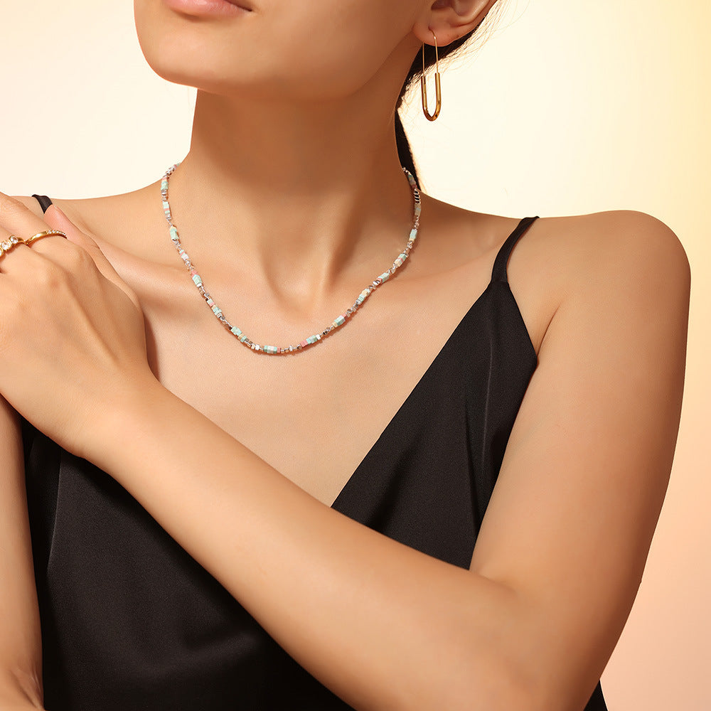 Natural Stone Heishi Bead Necklace