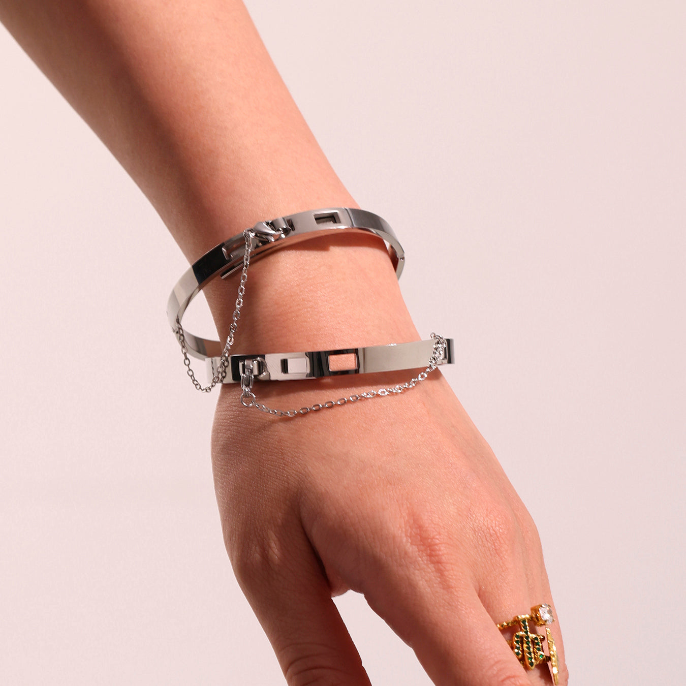 316L Stainless Steel Chain Tassel Bracelet with PVD Gold