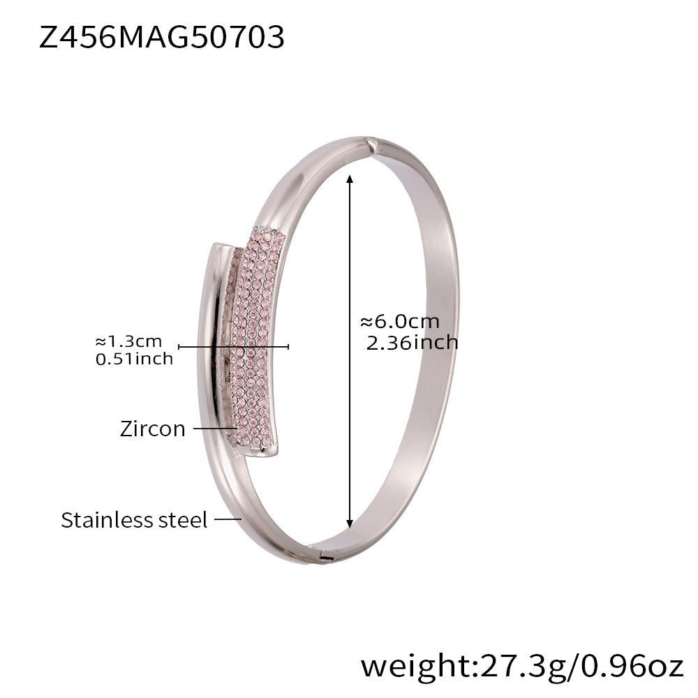 316L Stainless Steel Geometric Bamboo Joint 5A Zircon PVD Gold Bracelet