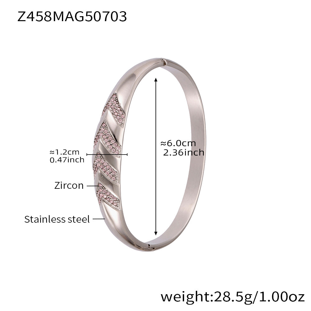 316L Stainless Steel Geometric Bamboo Joint 5A Zircon PVD Gold Bracelet