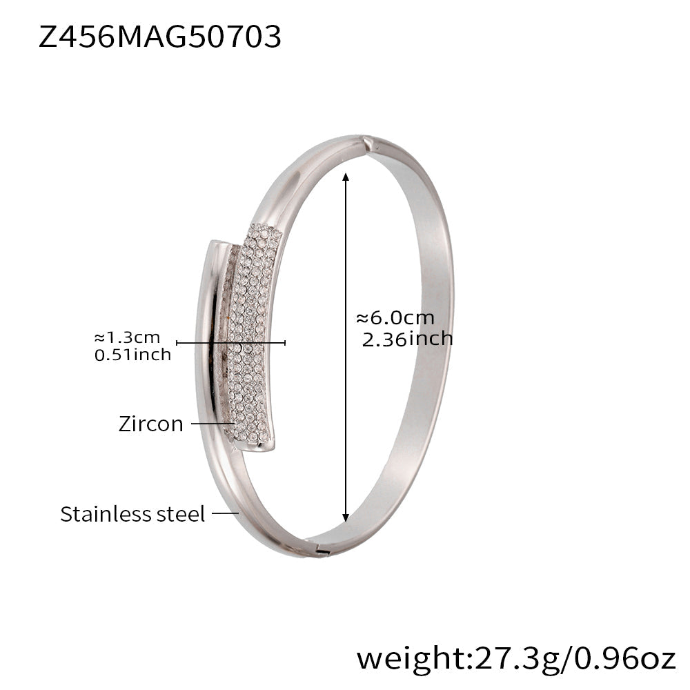 316L Stainless Steel Geometric Bamboo Joint 5A Zircon PVD Gold Bracelet